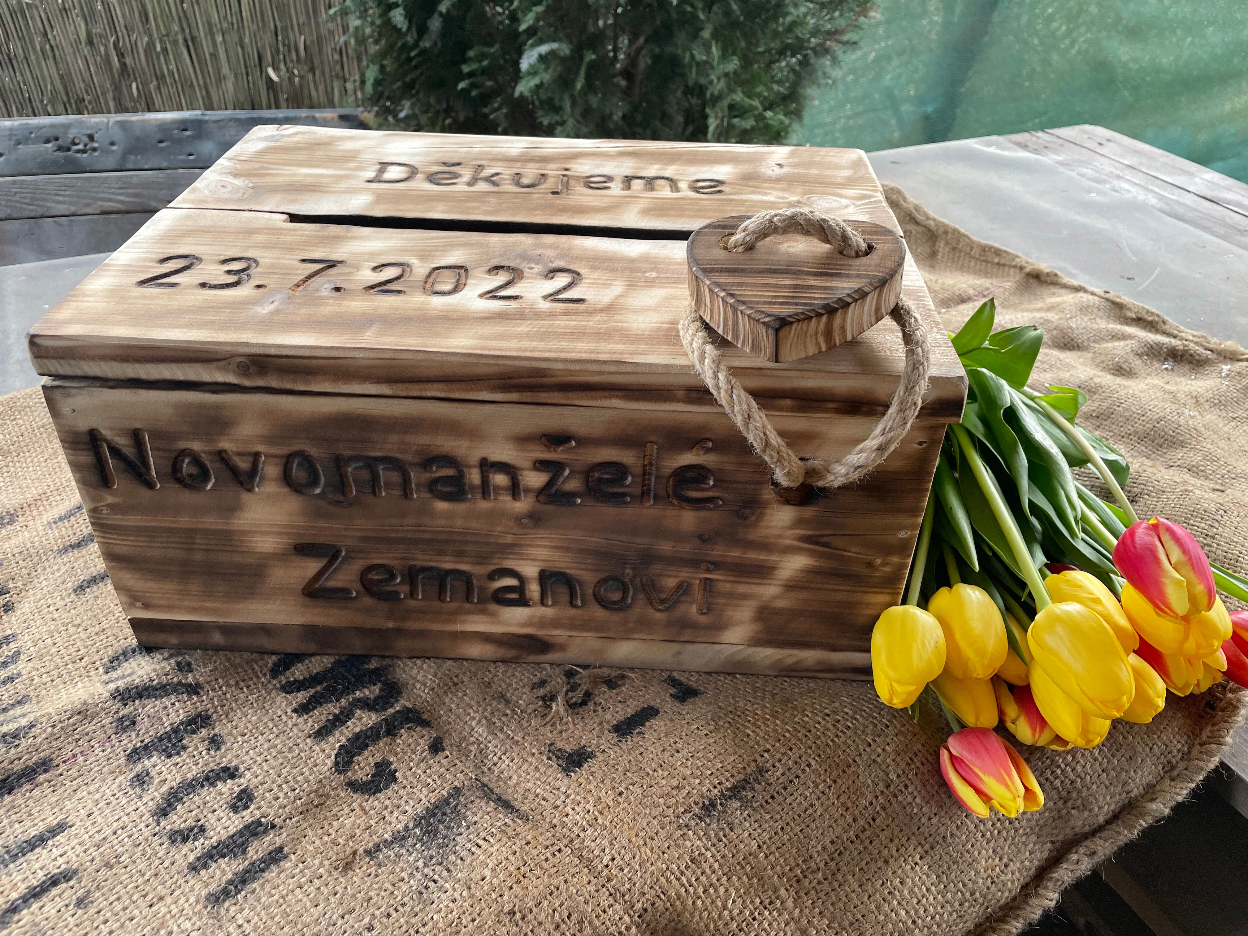 Svatební truhlička - broušený dekor
