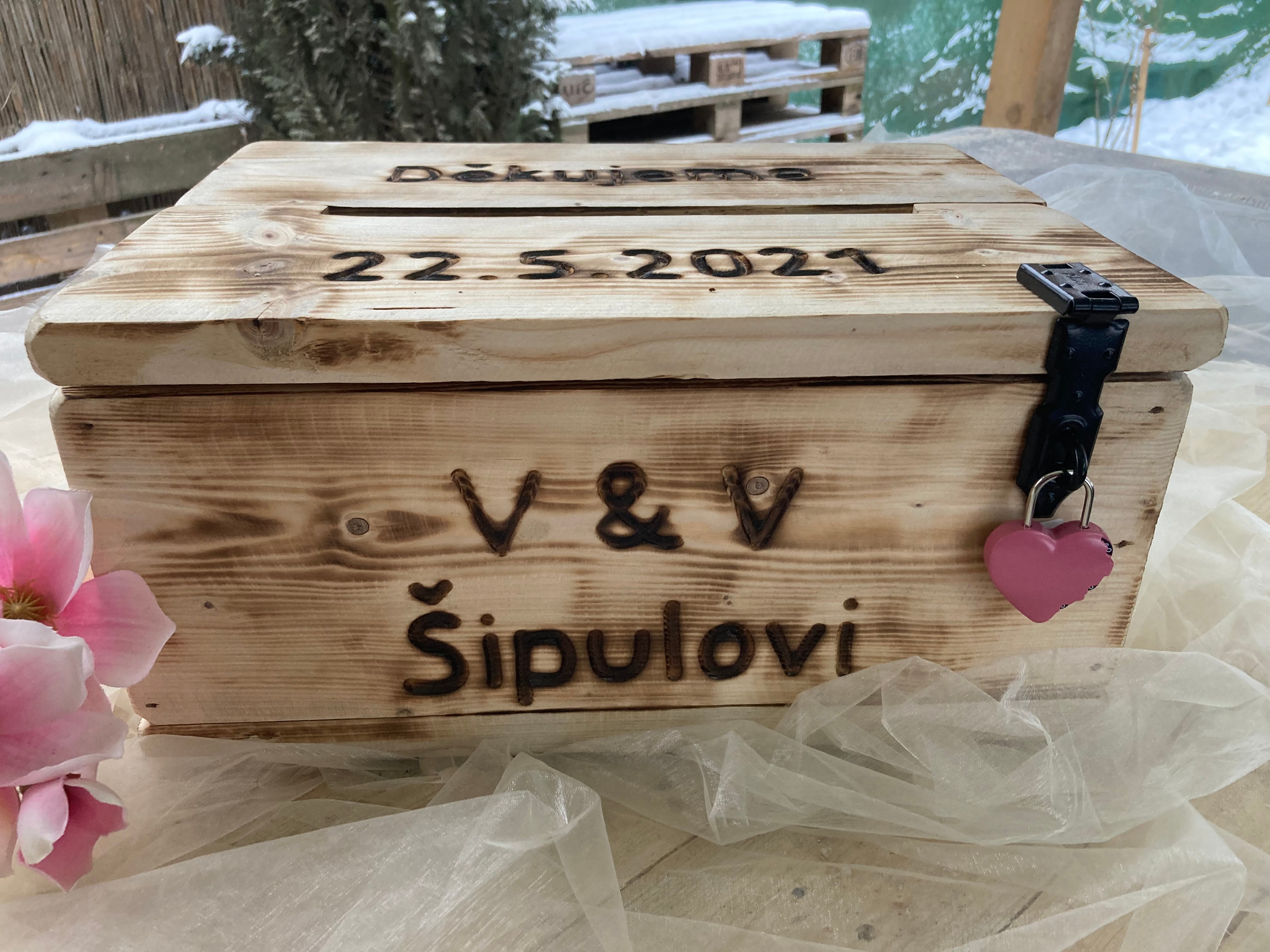 Svatební truhlička - broušená do světla