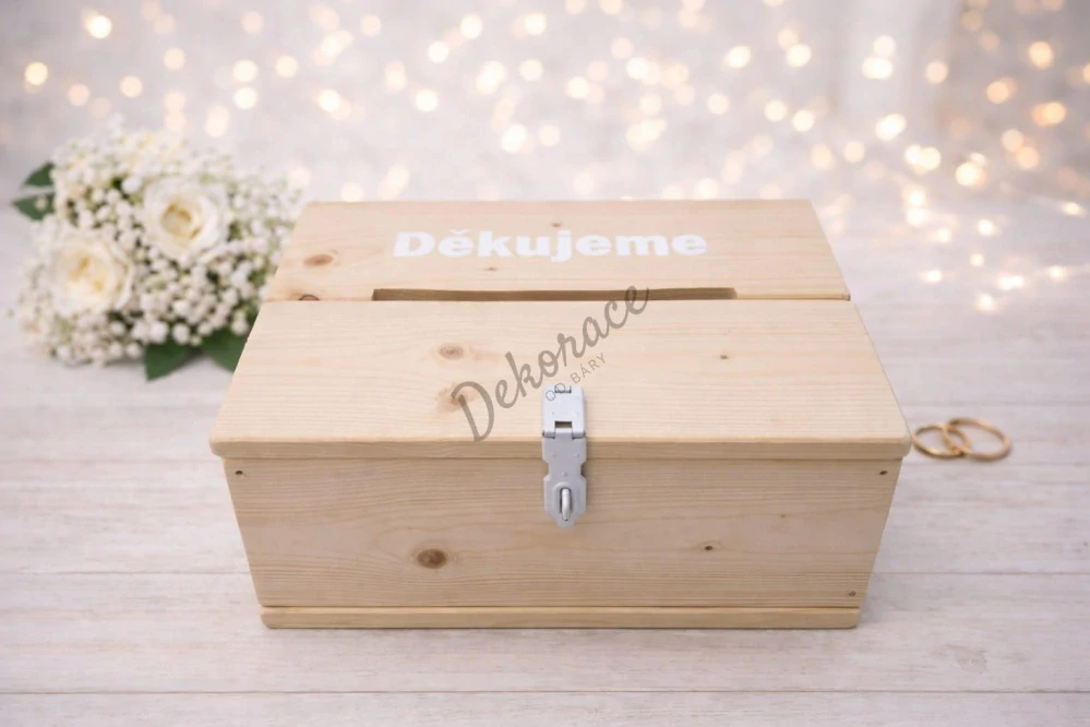 Přírodní truhlička s bílým písmem