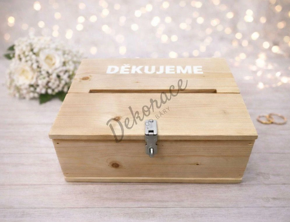 Přírodní truhlička s bílým písmem